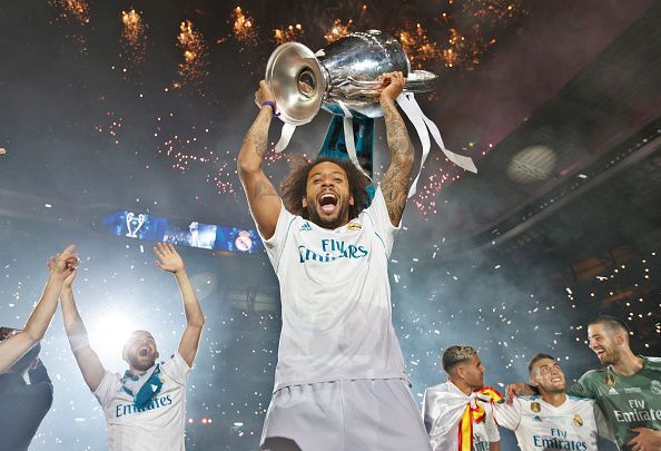 Real Madrid Celebrate After Victory In The Champions League Final Against Liverpool