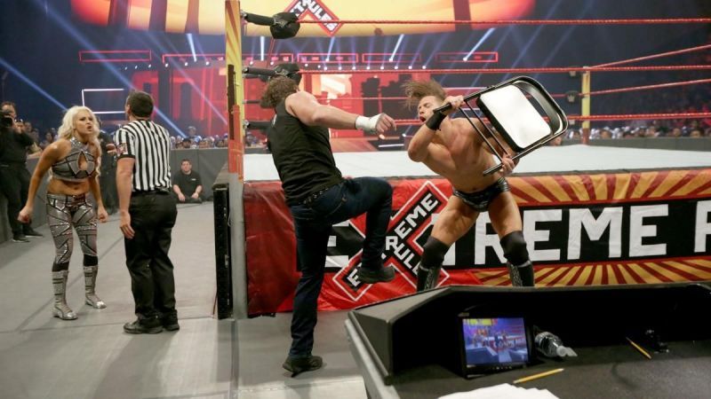 The Miz tried to hit the Miz with a steel chair during their Intercontinental Title Match