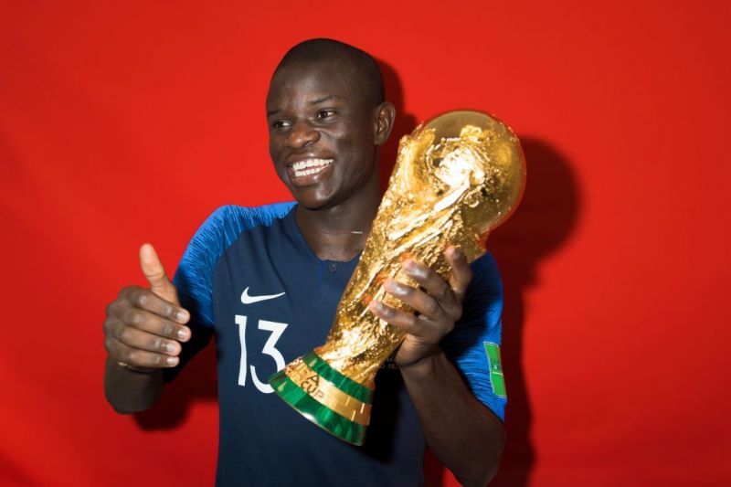 Kante with the World Cup trophy