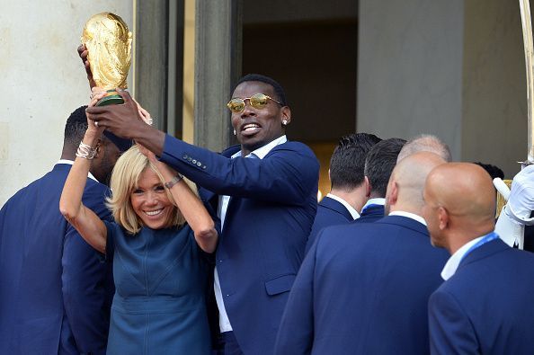 French President Emmanuel Macron Receives The France Football Team At Elysee Palace