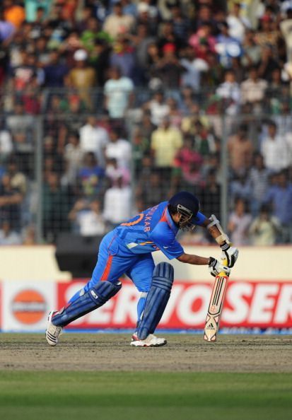 Indian batsman Sachin Tendulkar plays th
