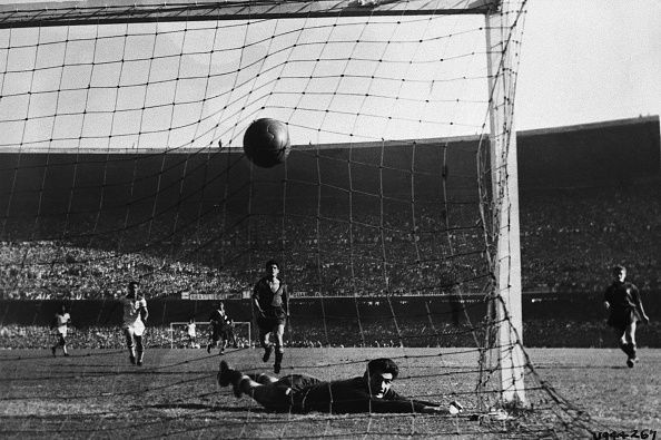 Goalie on the Ground After Missing Ball