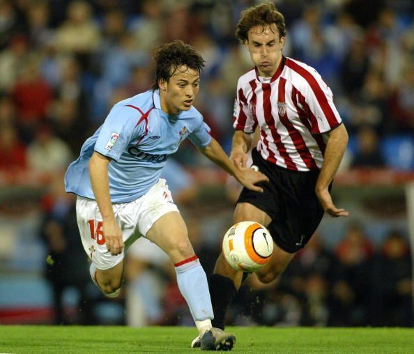 Celta Vigo&#039;s David Silva (L) vies with A