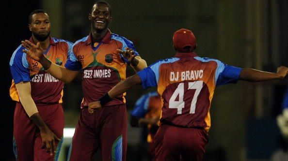 West Indies cricketers kieron Pollard(L)