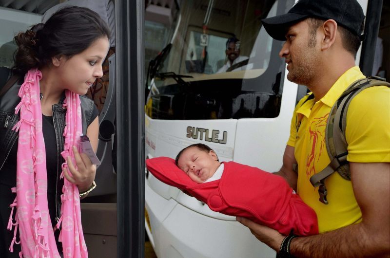 A file picture of MS Dhoni with Ziva during IPL 2015