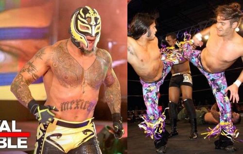 Former WWE Champion Rey Mysterio (left) and The Young Bucks (right) are 