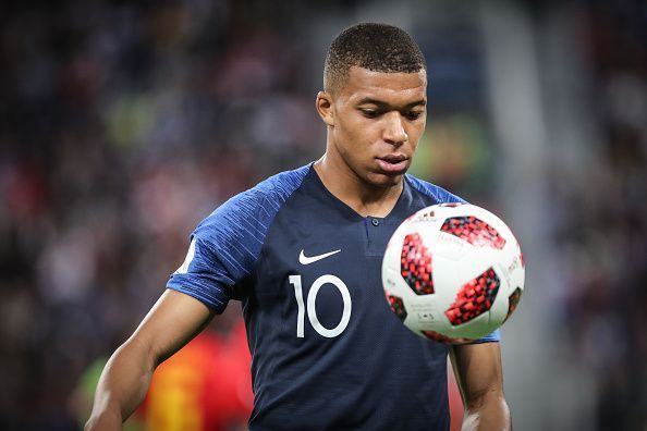 Kylian Mbappe of France during match between France and...