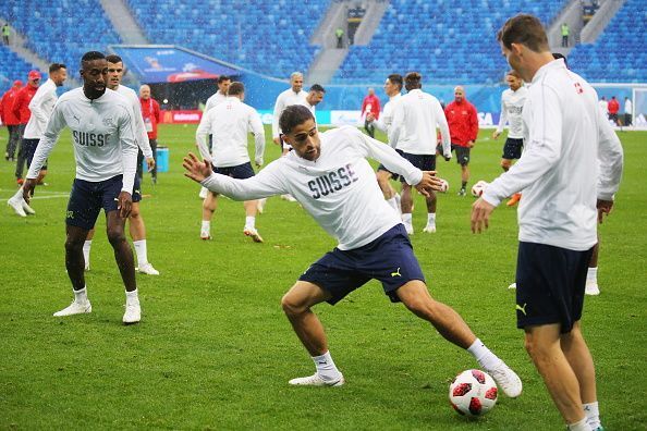 Team Switzerland training for 2018 FIFA World Cup Round of 16 match against Sweden