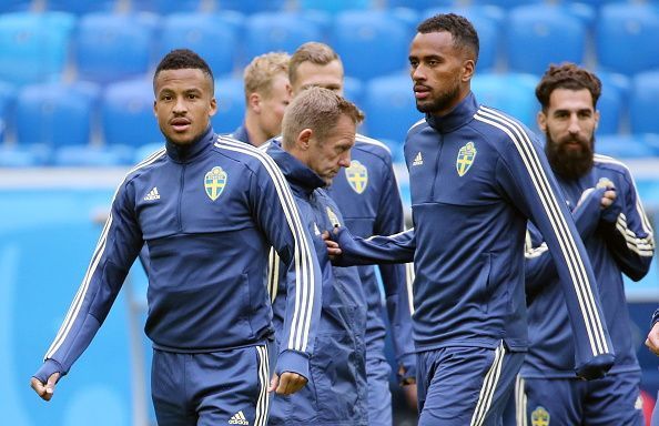 Team Sweden in training ahead of 2018 FIFA World Cup Round of 16 match against Switzerland