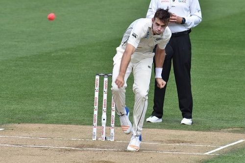 Tim Southee of Blackcaps is in action  during Day Five of...