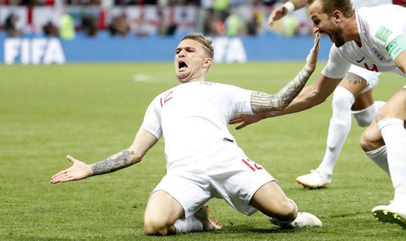 Trippier celeberates his goal against Croatia