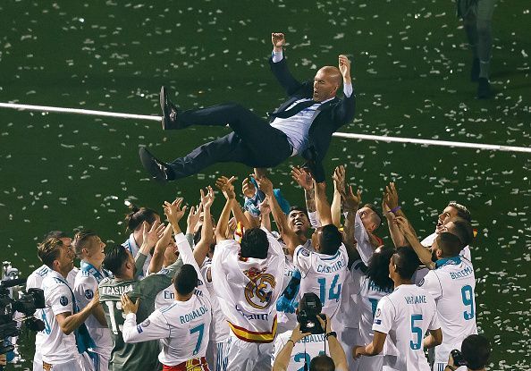 Real Madrid Celebrate After Victory In The Champions League Final Against Liverpool