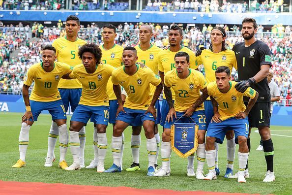 Team of Brasil during a game between Brazil and Mexico valid...