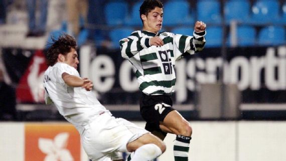 Cristiano Ronaldo playing for Sporting Lisbon in 2002&Acirc;&nbsp;Getty Images