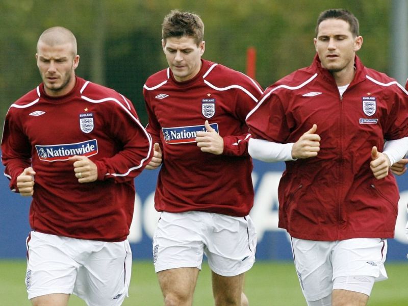 L to R - Beckham, Gerrard, and Lampard were three of the Premier League&#039;s greatest midfielders