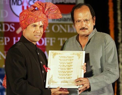 Wadekar with Sachin Tendulkar in 2006