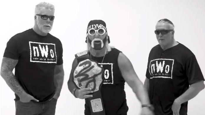 Original nWo members Hogan, Hall, and Nash.