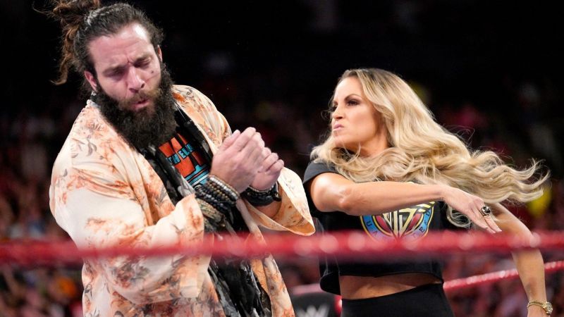 Trish Stratus slapping Elias on RAW this week