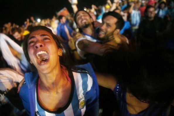 Football Fans Gather On Beach In Rio To Watch Argentina v Netherlands Semifinal Match