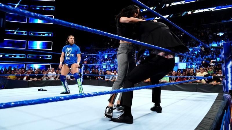 Brie Bella attacked The Miz, while Maryse retreated