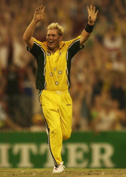 Shane Warne celebrates a wicket