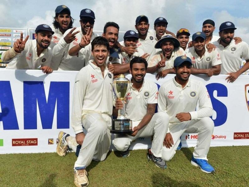 The victorious Indian team in Sri Lanka