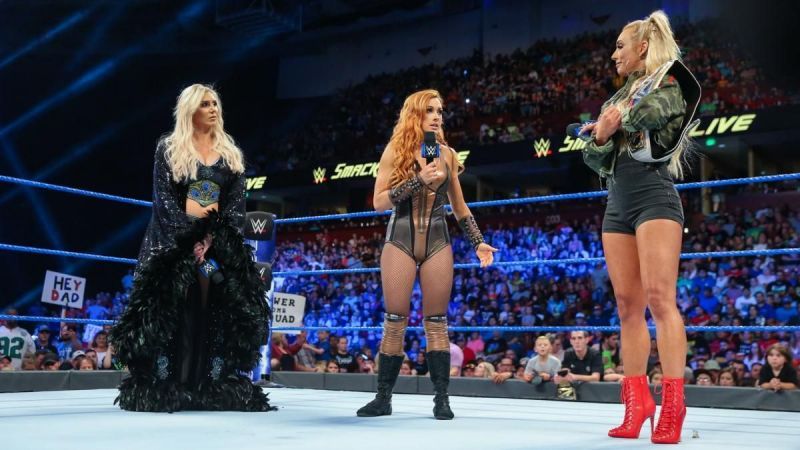 Carmella, Charlotte and Becky faced each other