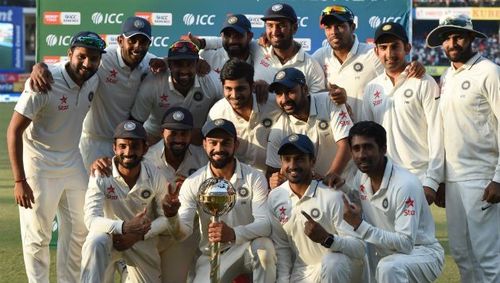 Image result for India with ICC test mace.