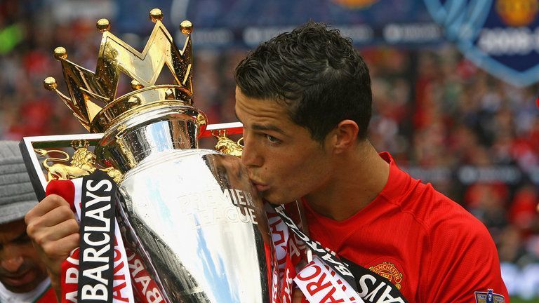 Image result for Cristiano Ronaldo 2008 with epl trophy