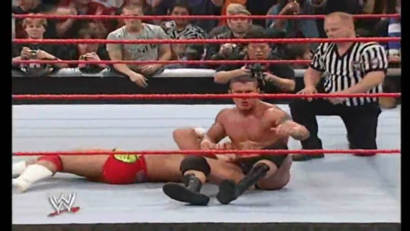 Randy Orton moments after hitting Carlito with the RKO 