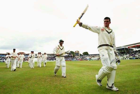 Graeme Smith of South Africa walks off with his team-mate Gary Kirsten