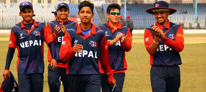 team mates congratules sandeep lamichhane for his ha-trick 