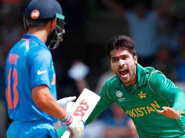 Amir celebrating Kohli&#039;s wicket in CT final