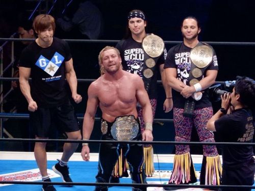 The Golden Elite Celebrating after Omega's IWGP World Title Win. 