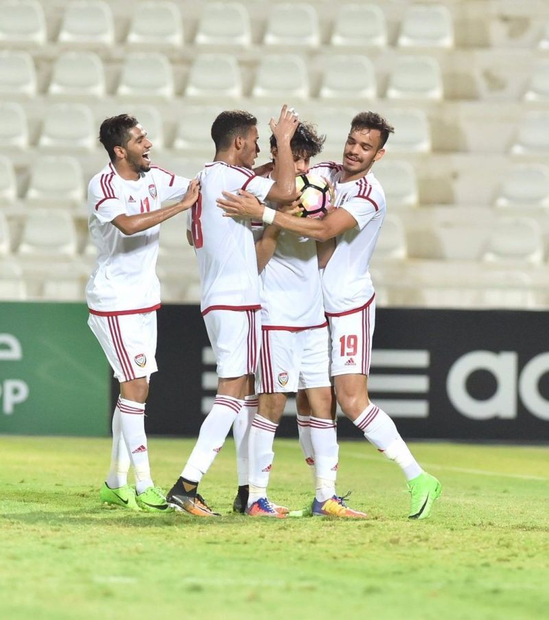 Victorious UAE team after their penalty shoot out against North Korea (Image Courtesy: Goal.com)