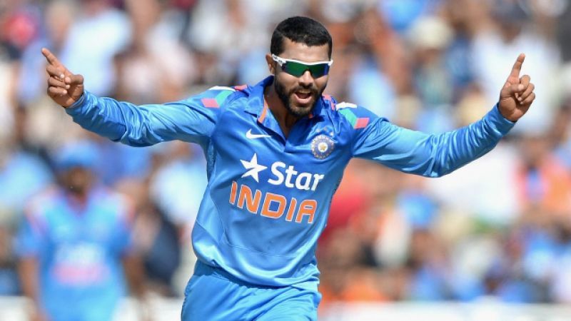 Jadeja celebrates after taking a wicket