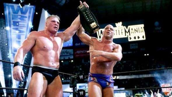 Brock Lesnar suffered a concussion at WrestleMania XIX
