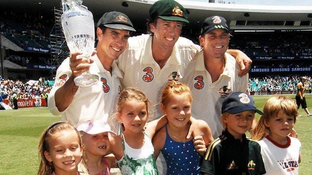 The trio pose after 5-0 Ashes win