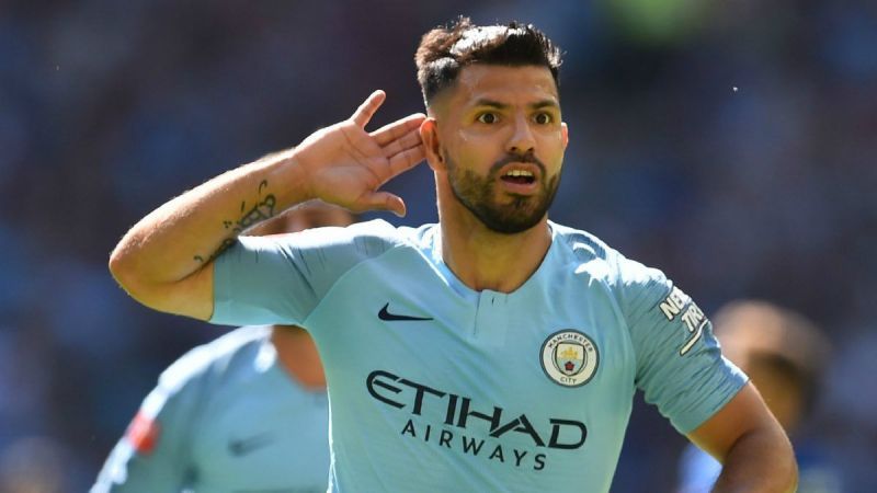 Sergio Aguero celebrating his goal