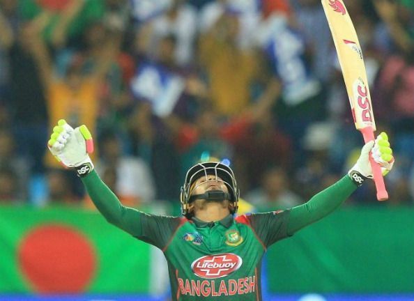 Mushfiqur Rahim is celebrating his century against Sri Lanka at Dubai