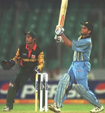 Sourav Ganguly during his knock of 135 against Bangladesh