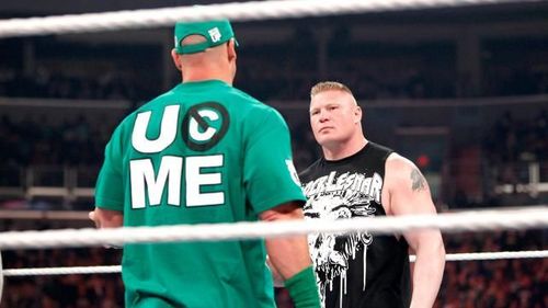 Cena and Lesnar moments prior to their massive brawl on Raw 