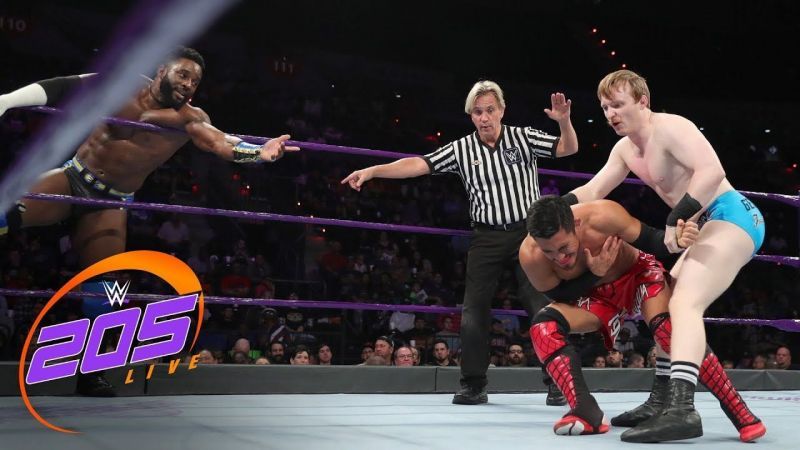 Image result for cedric alexander and akira tozawa vs drew gulak and jack gallagher