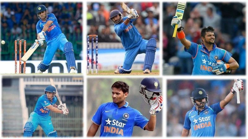 Top left to bottom right: MS Dhoni, Dinesh Karthik, Suresh Raina, Robin Uthappa, Rishabh Pant and Kedar Jadhav