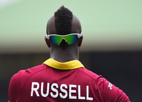 Flamboyant Andre Russell imitating Mr T&#039;s hairstyle during CWC&#039;15