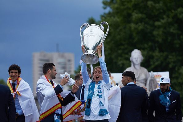 Real Madrid Celebrate After Victory In The Champions League Final Against Liverpool