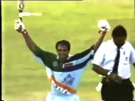 Rajesh Chauhan celebrating after taking India to victory.