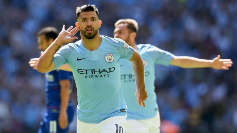 Aguero after scoring his 200th Manchester City goal.