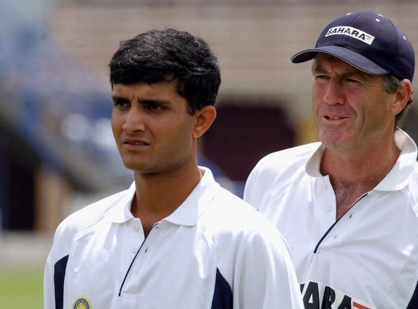 India's captain Sourav Ganguly, left and coach Joh