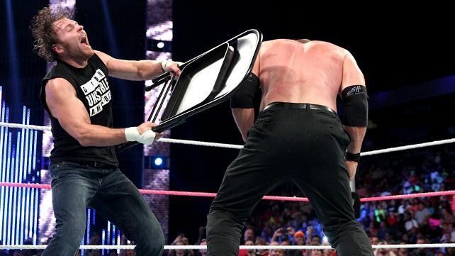 Dean Ambrose certainly doesn&#039;t hesitate to swing a chair.
